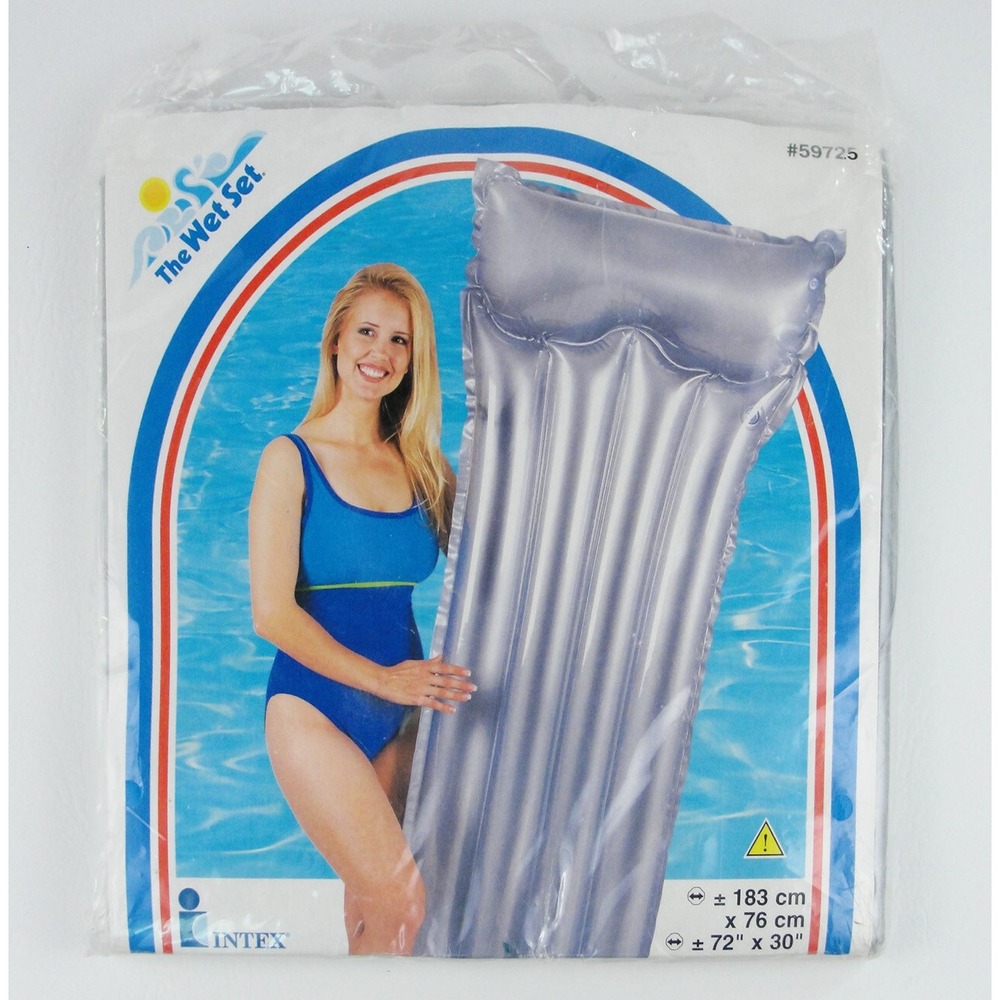 Vintage Intex Pool Float Mat The Wet Set Sun Tanner Silver 1999 72 x 30 NEW